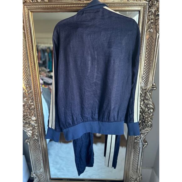 PALM ANGELS Classic Linen Logo Jacket In Navy Blue - Picture 9 of 10